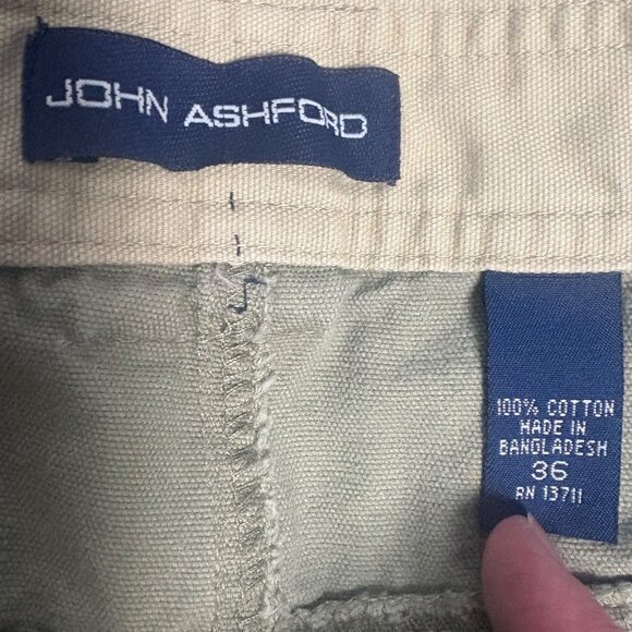 Vintage Mens Cargo Shorts 36 Khaki 100% Cotton Heavy Pockets John Ashford - Picture 2 of 8